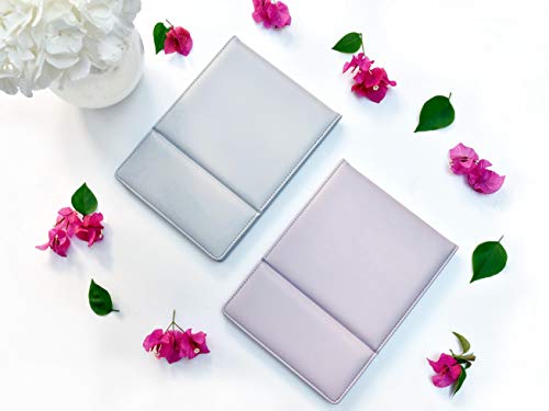 MODESSE Portable Makeup Mirror with Stand & Vegan Leather Cover - Vanity Mirror for Travel, Home, Office - Beauty Gifts for Bridesmaids, Women & Girls (Lavender Gray) - Thumbnail 7