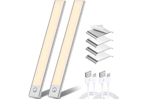 GRILIG Light Fixtures, 1500mAh Rechargeable Magnetic Strip Lights, 2 Mode Battery Operated LED Motion Sensor Light, 2 Pack