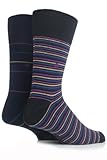 SockShop Men's 2 Pair Multi Striped Combed Cotton Socks In Navy