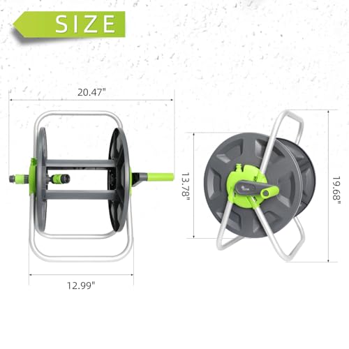 Garden Water Hose Reel Cart, Holds 65-100 Ft of 5/8 Inch, Wall Mounted Garden Hose Cart, Portable Hose Holder for Convenient Hose Storage and Watering