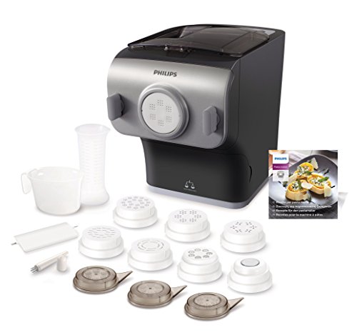 [- Philips HR2358/12 Pastamaker (200 W, vollautomatische Nudelmaschine, mit Wiegefunktion und 8 For