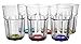 Red Co. Set of 6 Clear Glass 10 Fl Oz Highball Rocks Drinking Tumblers with Multicolored Base, Large