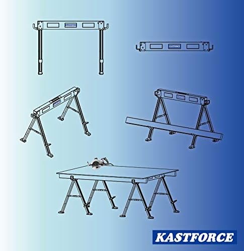 KASTFORCE KF3005 Folding Sawhorse 1000 kg capacity Heavy Duty Saw Horse Jobsite Table Stand with Folding Legs Twin Pack - Image 4