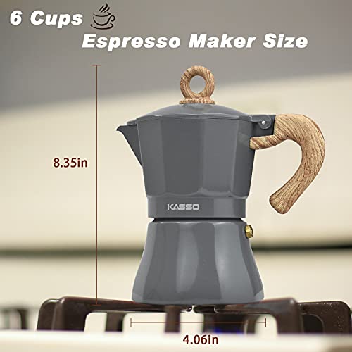 KASSO Stovetop Espresso Maker, Aluminum 6 Cup Express Moka Pot Coffee