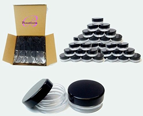 UPC 702646165371, Beauticom 5G/5ML High Quality Clear Plastic Cosmetic Container Jars with Black Lids (Quantity: 25pcs)