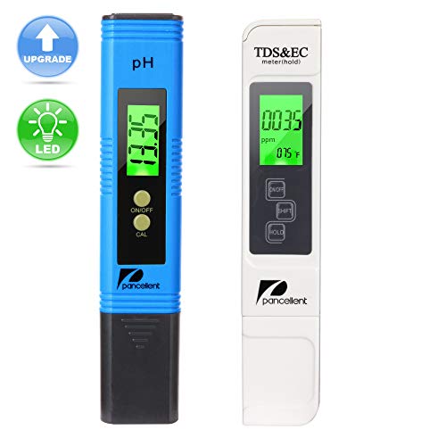 Water Quality Test Meter Pancellent TDS PH EC Temperature 4 in 1 Kit (Blue,Upgrade LED)