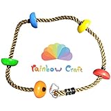 Rainbow Craft Colorful Climbing Rope for Kids Play 6.5ft with 5 Knotted Foot - Kids Rope, Ninja Rope, Climbing Rope for Swing Set Accessories