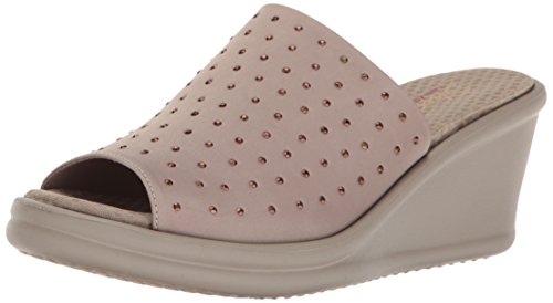 Skechers Cali Women's Rumblers-Silky Smooth Slide Sandal, Taupe, 7 M US