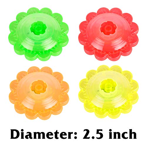 PROLOSO 20 Pcs Light Up Spinning Tops Flashing Gyro LED Gyro Fidget Spiral Twister Toys Bulk Toys Glow in The Dark Party Favors - Thumbnail 4
