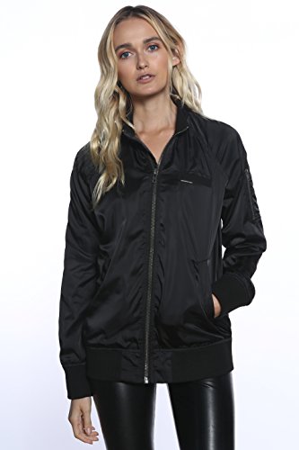 Members Only Women's Iconic Boyfriend Jacket with Satin Finish, Black, Small