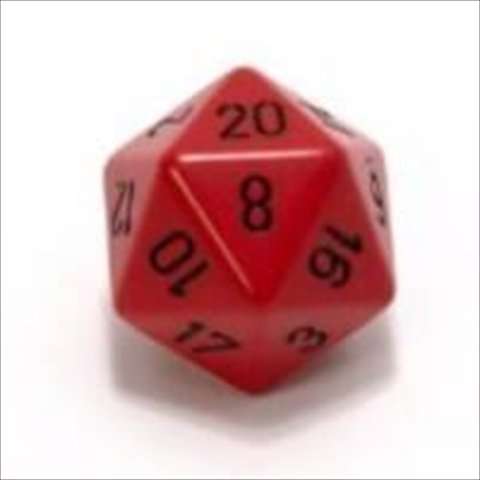 Chessex Manufacturing XQ2014 Opaque Single Jumbo 34 mm D20 Dice Red With Black