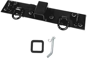 Mytee Products 5-1/2"x22" Black Tractor Bucket Grab Hooks Bolt 2" Hitch Receiver for Deere 1025R 2320 2520 2720 2025R 2032R 2038R 3032E 4010 Tractor Bolt on Plate w/D-Ring & Grab Hooks - 4,700 lbs
