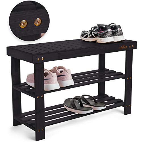 Homemaid-Living-Bamboo-3-Tier-Shoe-Rack-Bench-Premium-Shoe-Organizer-or-Entryway-Bench-Perfect-for-Shoe-Cubby-Entry-Bench-Bathroom-Bench-Entryway-Organizer-Hallway-or-Living-RoomBlack
