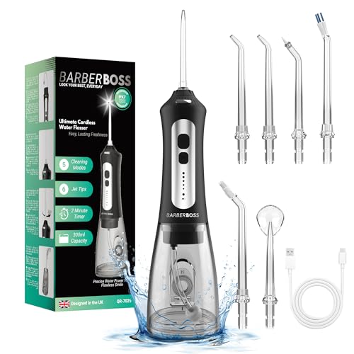 Hydropulseur, Irrigateur buccal portable, dentaire électrique, Kit de nettoyage des dents, sans fil pour des gencives saines, QR-7025 (Noir)