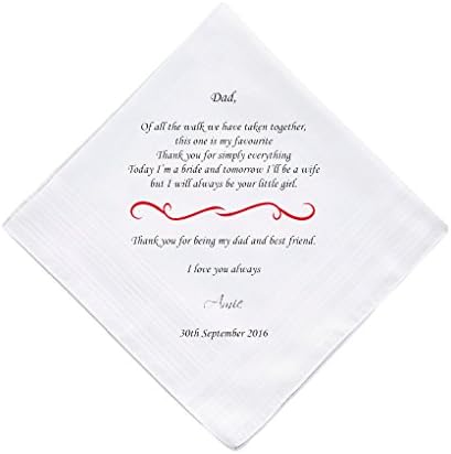 Father of the Bride Personalised Handkerchief Wedding Gift Keepsake Hankie Fa...