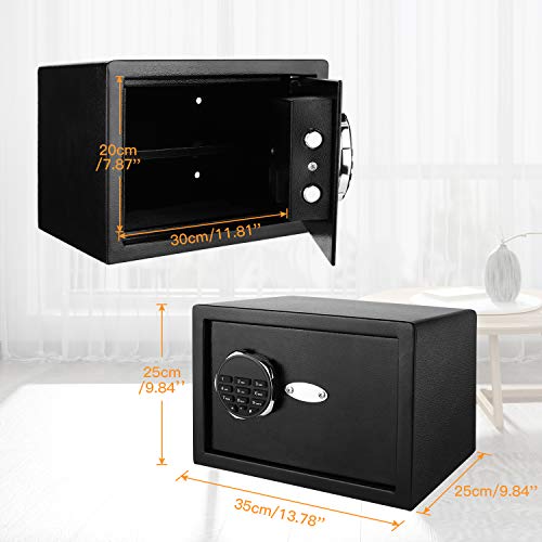 Digital Electronic Security Safe Box, Home Safe with Digital Keypad 0.57 Cubic Feet Black for Jewelry Money Cash Valuables