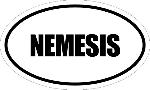 Any and All Graphics Nemesis 6" Printed White Vinyl Oval Euro Style Decal Sticker