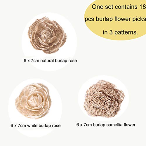 image for CCINEE Natural Burlap Flowers Assorted Handmade Burlap Rose for Weddin