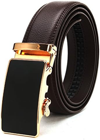 Ratchet Leather Belts, Yamissi Leather Belt for Men, with Automatic Buckle, Dress Belt fits for Waist Size 28" to 40" (D3 Brown CLASSIC)