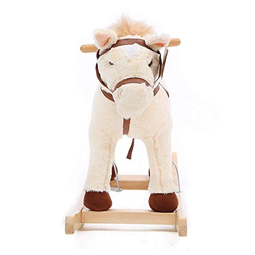 image for ZFF Roller Rocking Horse,Wooden Handmade Plush Rocker Chair with Music