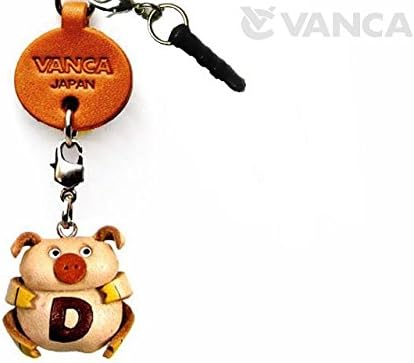 Alphabet Pig D Leather Animal Earphone Jack Accessory / Dust Plug / Ear Cap / Ear Jack *VANCA* Made in Japan #47664