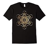 Mens Metatron's Cube Sacred Geometry Shirt ~ Gold Large Black