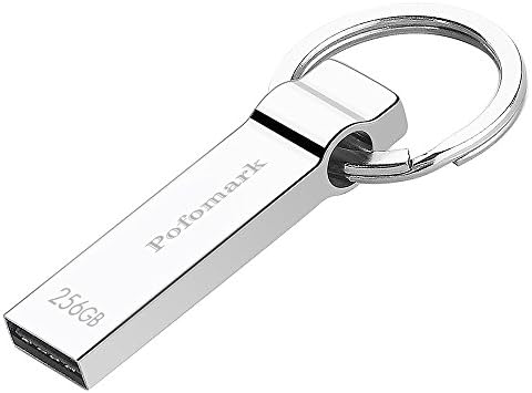 Pofomark USB Flash Drive 256GB - Silver with Keychain Design