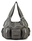 Scarleton Double Zipper Washed Shoulder Bag H133624 - Ash