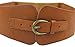 LVGE Women's Leather Retro Flower Embossing Elastic Stretch Cinch Waist Belt