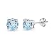 Sterling Silver 6mm Round-Cut Solitaire Stud Earrings, Choice of 12 Colors primary