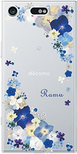 Amazon Xperia Xz1 Compact So 02k スマホケース エクスペリアxz1コンパクト カバー らふら スワロフスキー 名入れ 押し花風 ビビットブルーフラワー ケース カバー 通販