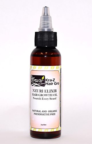 Nzuri Elixir Kra-Z Hair Growth Herbal Hair Vitamin Infused Organic Oil - 2 Oz Helps Revitalize and Repair damaged hair follicles.Gets a Fuller, Healthier, Stronger and Longer Hair