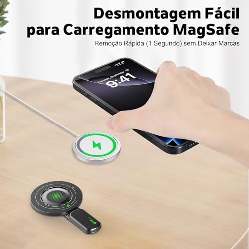 Tobeape Suporte MagSafe 3 em 1 para Celular – Anel Magnético Ajustável com Ímã Dupla Face e Design Anti-Estresse, Compatível com iPhone 17/16/15/14/13/12 e Outros Smartphones (Preto)