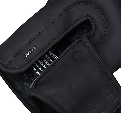 image for RDX Boxing Gloves for Training Muay Thai | Matte Black Convex Skin Lea