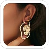 Gold Statement Earrings Hoop Earrings Drop Dangle Earrings Chunky Geometric Texture Earrings for Women Simple Earrings Accessories