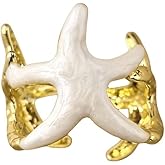 Izpack Sea Starfish Statement Wrap Ring for Women Adjustable Cute Enamel Star Chunky Open Rings Comfort Fit Finger Bands Gold Plated Fashion Ocean Summer Beach Jewelry