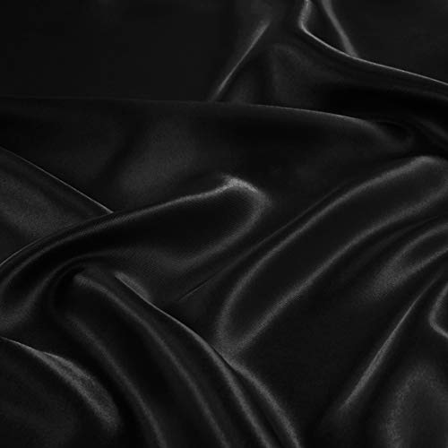 TREELY 6 Piece Satin Sheets Full Size Silky Smooth Black Satin Sheet Set with Deep Pocket, Satin