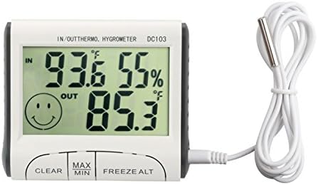 Fliiners Digital Indoor/Outdoor Thermometer and Hygrometer Temperature, and Temperature Gauge Humidity Meter with Probe 0.9 Meter Sensing Line(1 Pack)