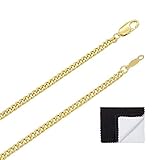 The Bling Factory 3mm 14k Gold Plated Flat Cuban Link Curb Chain Necklace, 22