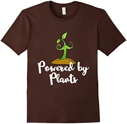 Mens Powered By Plants T Shirt | Plant Based Raw Foods Shirt XL Brown