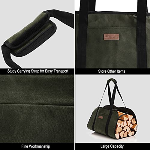 INFANZIA Firewood Carrier Large Canvas Log Tote Bag Firewood Totes