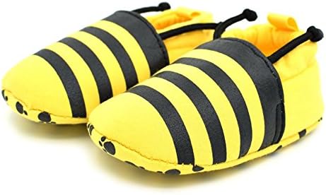 IDOVY Infant Baby Boys Girls First Walkers Newborn Soft Sole Moccasins Anti-Slip Toddler Shoes (L:12-18Months, Little Bee)