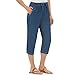 Women's Denim Capris With Pockets And Elasticized Waist, Denim, X-Large
