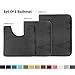 Clara Clark 3 Piece Bathroom Rugs Bath Mat Set, Velvet Memory Foam Bath Mats for Bathroom - Non-Slip, PVC Backing Bath Rugs, Washable - Dries Quickly, Black