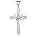 YL Cross Necklace Sterling Silver Infinity Crucifix Pendant Cubic Zirconia Criss Jewelry