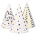 Boieo Party Hats Birthday Cone Set Gold Polka Dot Striped Paper for Adults Kids Happy Birthday Party Decorations 12 Pcs
