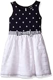 Nautica Girls' Printed Anchor Tank with Sheer Stripe Skirt and Ribbon At Waist