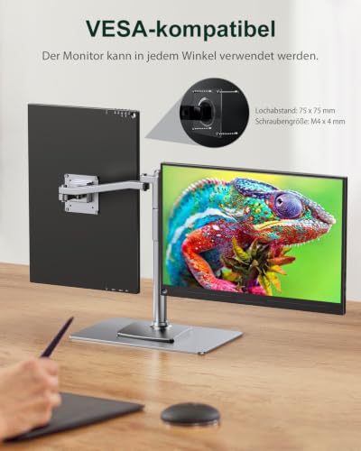 Uperfect 16 Inch 2.5K QLED Portable Monitor with 2560 x 1600 2000:1 High Contrast Ratio 500 Nits QHD Screen HDMI USB C for PC Laptop Mobile Phone Xbo Switch PS-4/5, Portable Display VESA Compatible