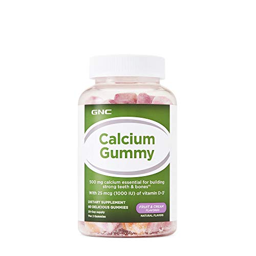 GNC Calcium Gummy Fruit and Cream Flavor, 60 Gummies, Essential for