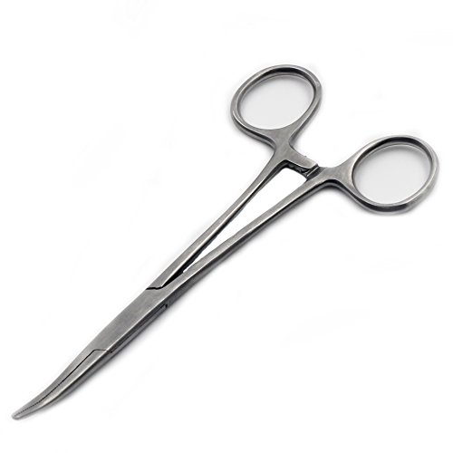 Kelly Forceps Locking Tweezers Clamp, Hemostat, Silver, Curved, 5-1/2 Inch